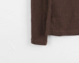 Toot lace layered button ribbed long sleeve knit