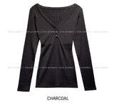 Hina Slim Long Ribbed Button Long Sleeve