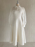 Ales color matching chiffon jacquard flared one piece