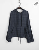 Turi Season Check String Long Sleeve Hood T-shirt