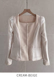 Roche Square Peplum Tweed Jacket