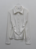 Shirring Collar Slim T-shirt