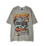 Vintage carwash print loose short sleeve