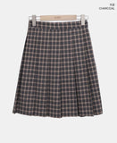 Lahae Pleated Check Midi Skirt