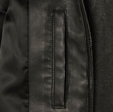 Crack Washing Leather Bomber Jacket