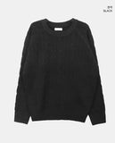 Delin round neck cable wool knit