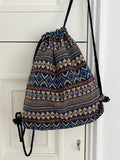 Rums Vintage Bohemian Pattern String Cotton Gym Backpack