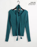 [Muffler set] Caron Ribbed V-neck Knit