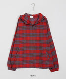 [unisex] Donnie two-way string check hood zip-up