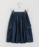 Toke banding cargo denim midi skirt