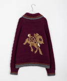 Ittim deer wool knit zip-up cardigan