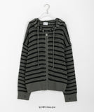 [unisex] Anaku Two-Way Stripe Knit Hood Zip-Up