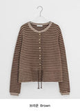 Minbako String Stripe Fleece Round Cardigan