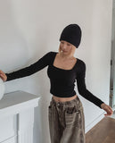 [U-BASIC] Tena Square Basic Long Sleeve T-shirt (with cup)