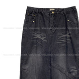 (UNISEX) Drag incision washed denim