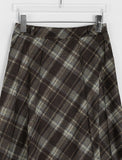 Maidet Pintuck Banding Flared Check Long Skirt