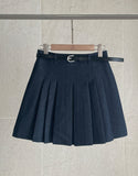 Kay Pleated Mini Skirt [Belt set]