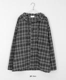 [unisex] Takina Peach Fuzz Check Hood Shirt