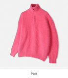 Clear mohair semi zip-up knitwear