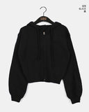 Ronky Two Way Cropped Hooded Knitwear Zip-Up