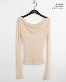 [Wool 30] Newel Modal Draping Ballet Core Off Shoulder Long Sleeve T-shirt