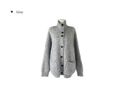 Caven High Neck Overfit Button Long Knit Cardigan