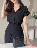 Oe Short Sleeve Shirt Wrap One Piece