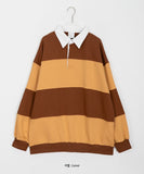 [unisex] Minch Stripe Rugby Collar Long Sleeve Tee