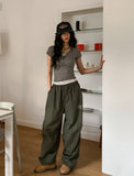 See-through layered button cap sleeve short sleeve