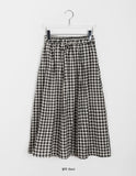 Dines banding check long skirt