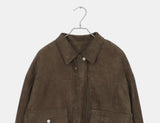 Linu Fleece Lining High-Neck Suede Jacket