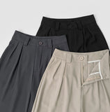 Two Pin Tuck Belt Set Wide Slacks Pants
