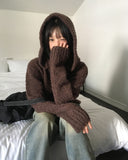 [MADE] Afong Balaclava Boucle V-neck Crop Knit Set