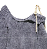 Posh Ribbon Strap Unbalanced Shoulder Knit