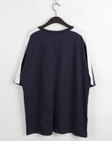 Leaguer Uniform Coloring Scheme Sporty V-neck Boxy Short Sleeve T-shirt