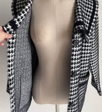 Marron Sailor Collar Hound Check Knit Jacket Cardigan