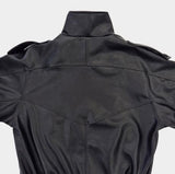 Saint High-Neck Unbalance Leather Jacket