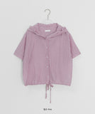 Shihyoko Seersucker Check Hood Short Sleeve Shirt