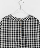 Enchoi Check Button Round Blouse