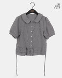 Saon Round Collar Frill Puff Blouse