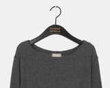 Wali Bokashi Boat Neck Off-Shoulder Long Sleeve Knit