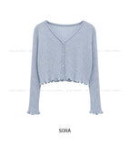 Summer Punching Ruffle Crop Cardigan