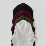 Waffle V-neck Hood Sleeveless Knit T-shirt