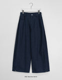 Meniden Button Stripe Wide Denim Pants