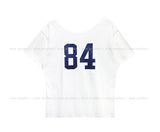 84 Numbering Off-Shoulder Loose Fit Short Sleeve