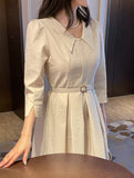 Rebbe Jacquard Collar Pleated One Piece (Belt set)
