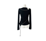 Pencil Layered Unbalanced Color Matching Line T-Shirt