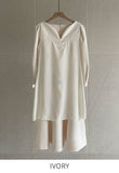 Plea Puff Heart Neck Button Slit One Piece