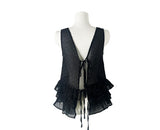 Seonu Dot See-through Layered Ribbon Sleeveless Blouse