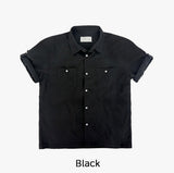 Minimal One-Pocket Roll-Up Short-Sleeve Shirt